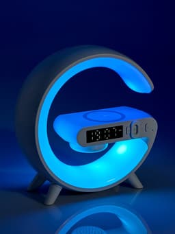 Портативная колонка - ночник G63, 15 Вт колонка, 15 W зарядка, 1800 мАч, подсветка, белая