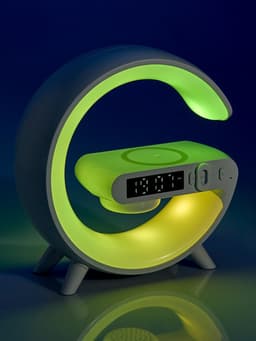 Портативная колонка - ночник G63, 15 Вт колонка, 15 W зарядка, 1800 мАч, подсветка, белая