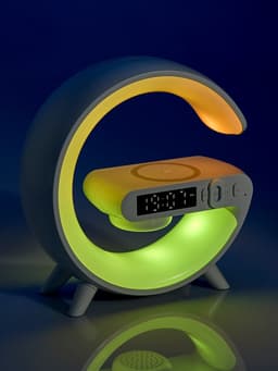 Портативная колонка - ночник G63, 15 Вт колонка, 15 W зарядка, 1800 мАч, подсветка, белая