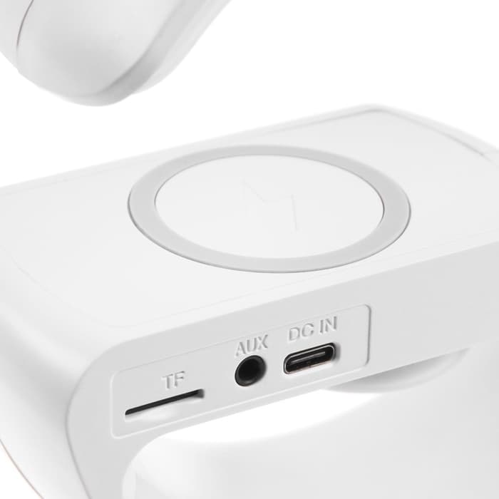 Портативная колонка - ночник G63, 15 Вт колонка, 15 W зарядка, 1800 мАч, подсветка, белая