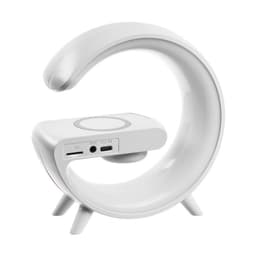 Портативная колонка - ночник G63, 15 Вт колонка, 15 W зарядка, 1800 мАч, подсветка, белая