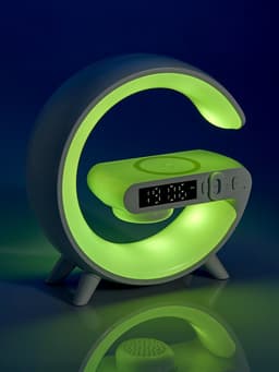 Портативная колонка - ночник G63, 15 Вт колонка, 15 W зарядка, 1800 мАч, подсветка, белая