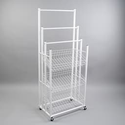 Стойка под зонты, разборная, 3 наклонные корзины, 3 яруса, 60×40×150 см, белая