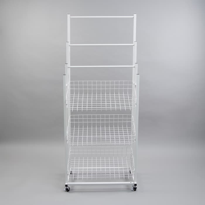 Стойка под зонты, разборная, 3 наклонные корзины, 3 яруса, 60×40×150 см, белая