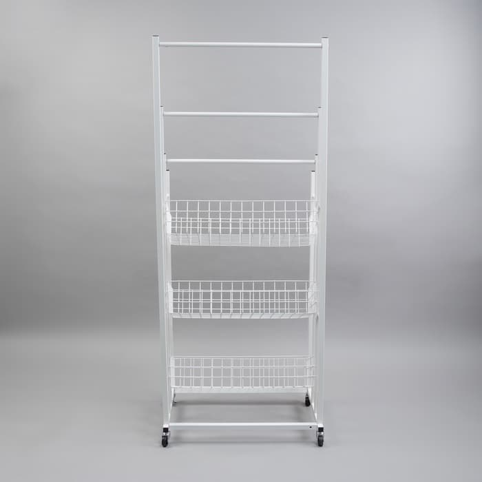 Стойка под зонты, разборная, 3 наклонные корзины, 3 яруса, 60×40×150 см, белая