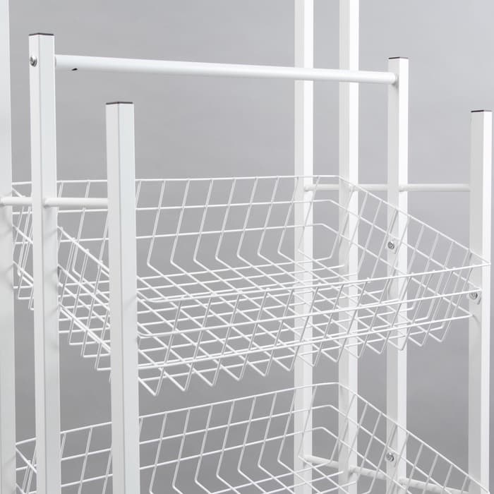 Стойка под зонты, разборная, 3 наклонные корзины, 3 яруса, 60×40×150 см, белая