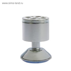 Опора мебельная, регулируемая, алюминиевая, d=50 мм, h=80 мм, цвет матовый хром, 4 шт.