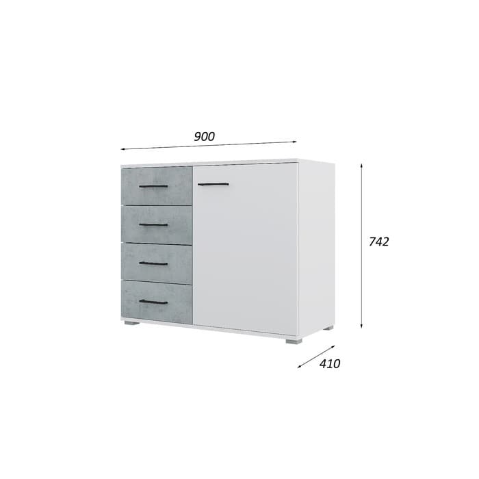 Спальный гарнитур «Бостон», комплект 5 предметов, цвет белый/бетон