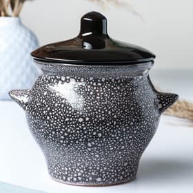 Горшочек для запекания Борисовская керамика «Мрамор», 650 мл, 12×12 см, керамика, чёрный