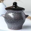 Горшочек для запекания Борисовская керамика «Мрамор», 650 мл, 12×12 см, керамика, чёрный