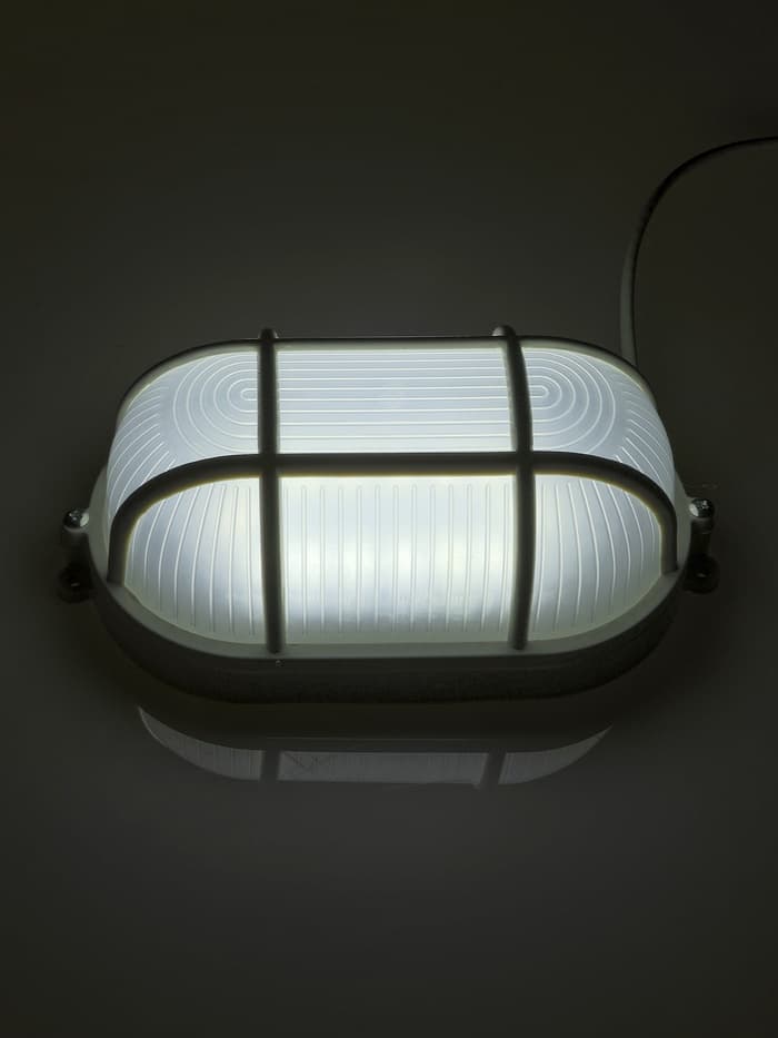 Светильник светодиодный, 6 Вт, 220 В, IP54, 6500К, пластик, решётка, овал, белый