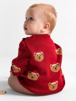 Джемпер вязаный новогодний «Крошка Я. Новогодние медвежата», рост 68-74 см, красный