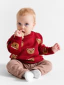 Джемпер вязаный новогодний «Крошка Я. Новогодние медвежата», рост 74-80 см, красный