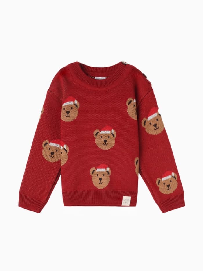 Джемпер вязаный новогодний «Крошка Я. Новогодние медвежата», рост 74-80 см, красный