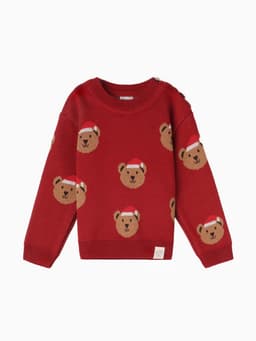 Джемпер вязаный новогодний «Крошка Я. Новогодние медвежата», рост 74-80 см, красный