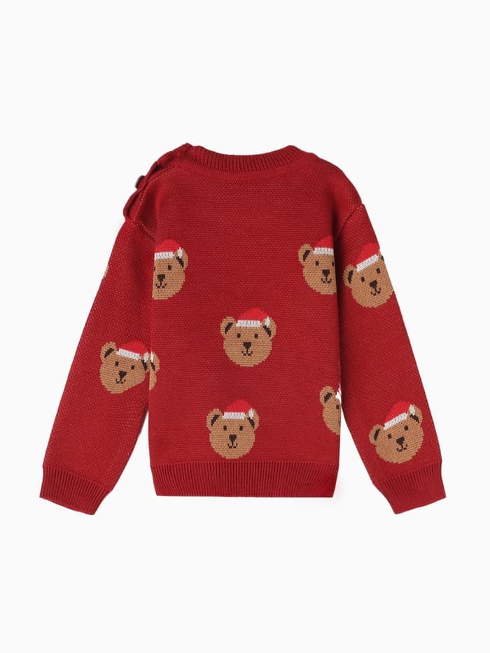 Джемпер вязаный новогодний «Крошка Я. Новогодние медвежата», рост 74-80 см, красный