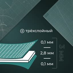 Мат для резки, трёхслойный, 90×60 см, А1, зелёный