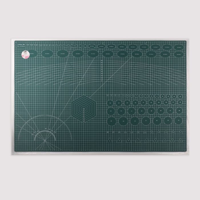 Мат для резки, трёхслойный, 90×60 см, А1, зелёный