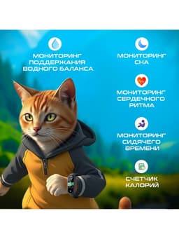 Фитнес браслет Luazon FF-SW-01, 0.96", цветной дисплей, пульсометр, оповещения, шагомер, чёрный