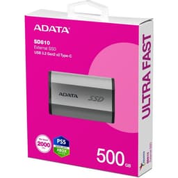 Накопитель SSD A-Data, USB-C, 500 ГБ, SD810-500G-CSG, SD810, 1.8", серый