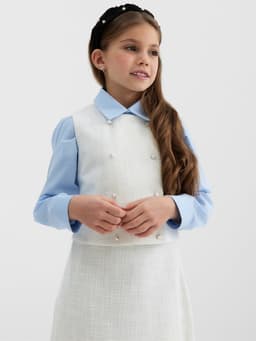 Жилетка для девочки, MINAKU :Party Dress, белая, рост 122 см