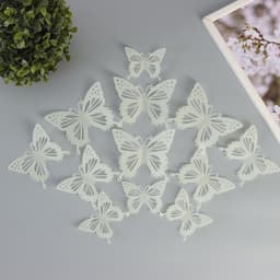 Набор магнитов на холодильник пластик «Бабочки светящиеся с вырезными узорами», 12 шт.