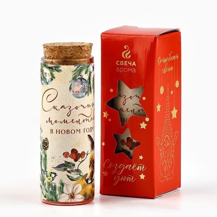 Свеча ароматическая новогодняя «Сказочных моментов», аромат вишня, 8.5×2.9 см