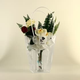 Сумка для цветов прозрачная, «Горошек», влагостойкая, 26×24×12 см