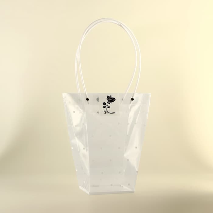 Сумка для цветов прозрачная, «Горошек», влагостойкая, 26×24×12 см