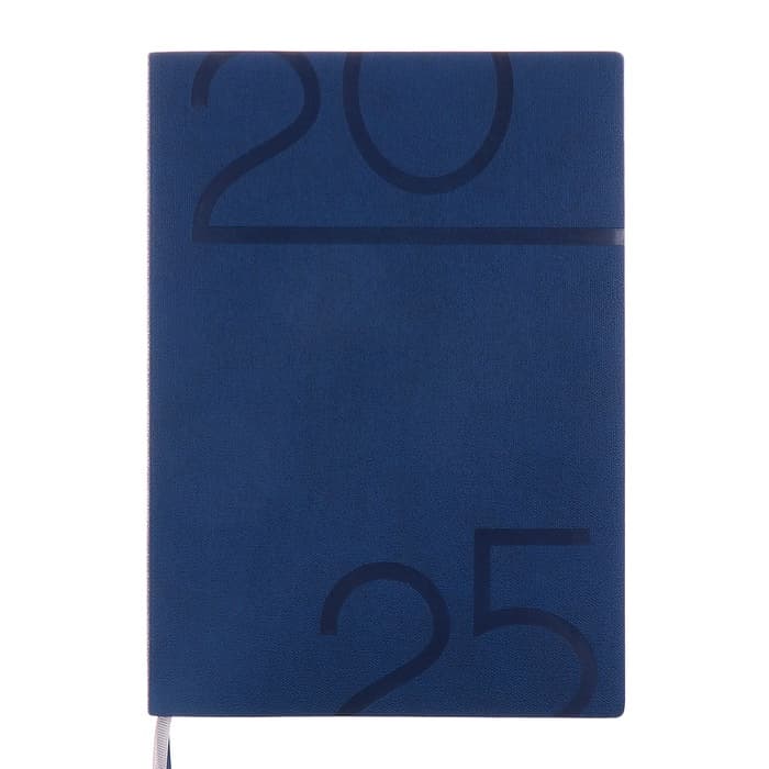 Ежедневник датированный 2025, А5+, 176 листов ESCALADA, мягкая обложка из искусственной кожи, блинтовое тиснение, ляссе, кремовый блок 70 г/м², синий