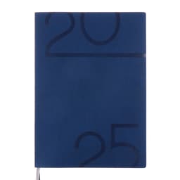 Ежедневник датированный 2025, А5+, 176 листов ESCALADA, мягкая обложка из искусственной кожи, блинтовое тиснение, ляссе, кремовый блок 70 г/м², синий
