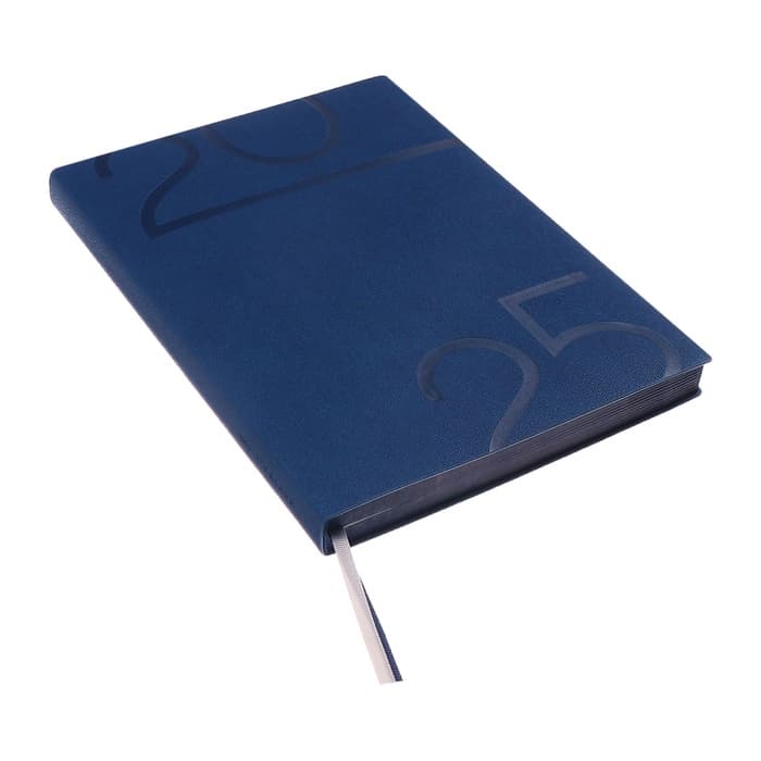 Ежедневник датированный 2025, А5+, 176 листов ESCALADA, мягкая обложка из искусственной кожи, блинтовое тиснение, ляссе, кремовый блок 70 г/м², синий