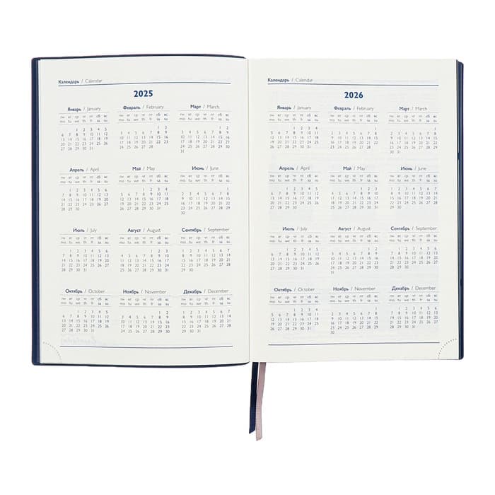 Ежедневник датированный 2025, А5+, 176 листов ESCALADA, мягкая обложка из искусственной кожи, блинтовое тиснение, ляссе, кремовый блок 70 г/м², синий