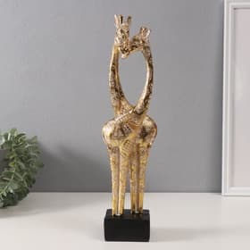 Фигурка полистоун «Жирафы: нежность», геометрические узоры, золото, 10×7×39.5 см