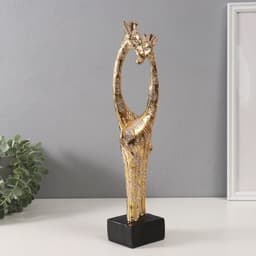 Фигурка полистоун «Жирафы: нежность», геометрические узоры, золото, 10×7×39.5 см