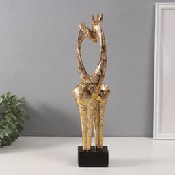 Фигурка полистоун «Жирафы: нежность», геометрические узоры, золото, 10×7×39.5 см
