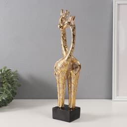 Фигурка полистоун «Жирафы: нежность», геометрические узоры, золото, 10×7×39.5 см