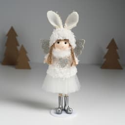 Интерьерная кукла текстильная «Ангелочек в шапке с ушками зайчика», 4×8×20 см