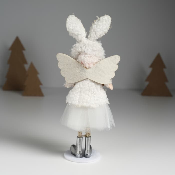 Интерьерная кукла текстильная «Ангелочек в шапке с ушками зайчика», 4×8×20 см