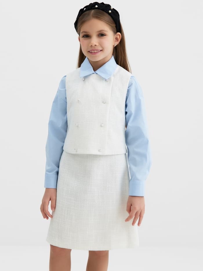 Жилетка для девочки, MINAKU :Party Dress, белая, рост 158 см