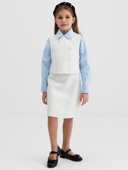 Жилетка для девочки, MINAKU :Party Dress, белая, рост 158 см