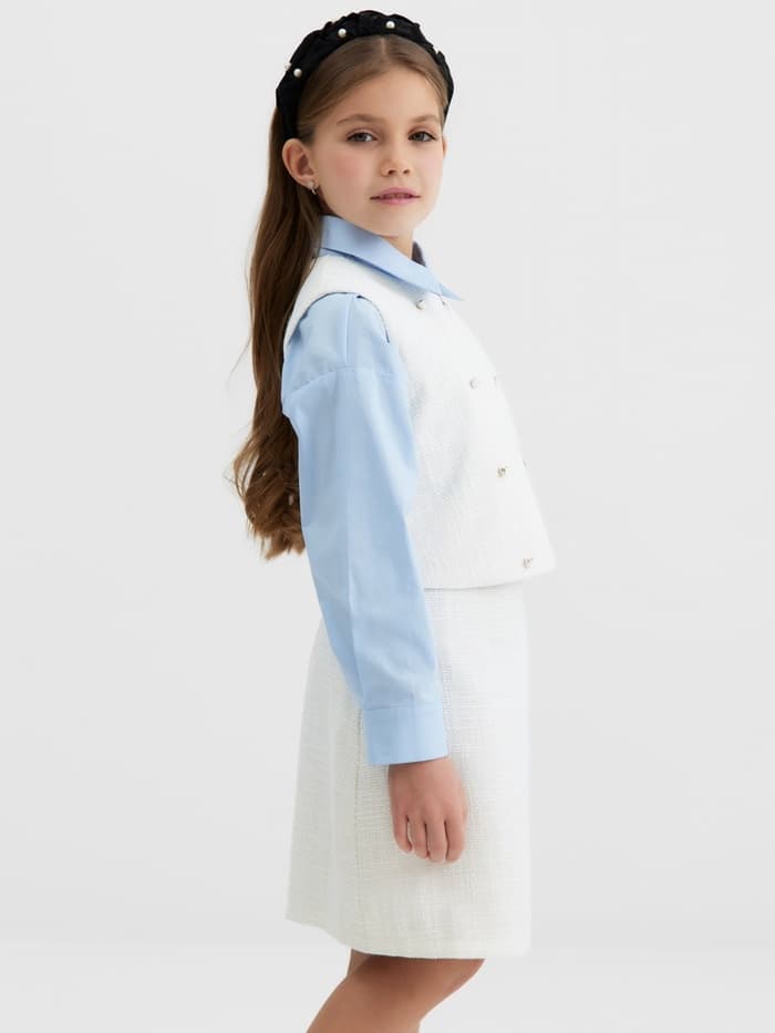 Жилетка для девочки, MINAKU :Party Dress, белая, рост 158 см