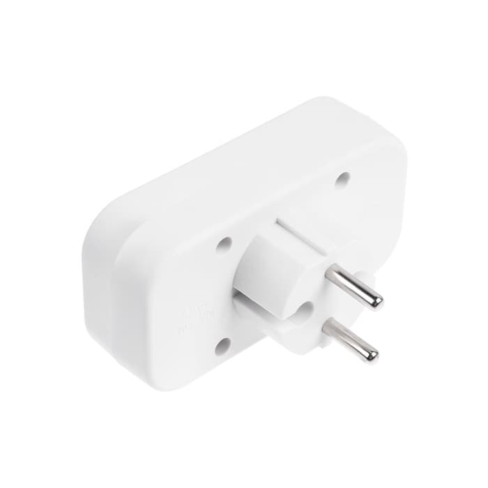 Разветвитель, 2 розетки, 10 А, без заземления, 220 В, белый