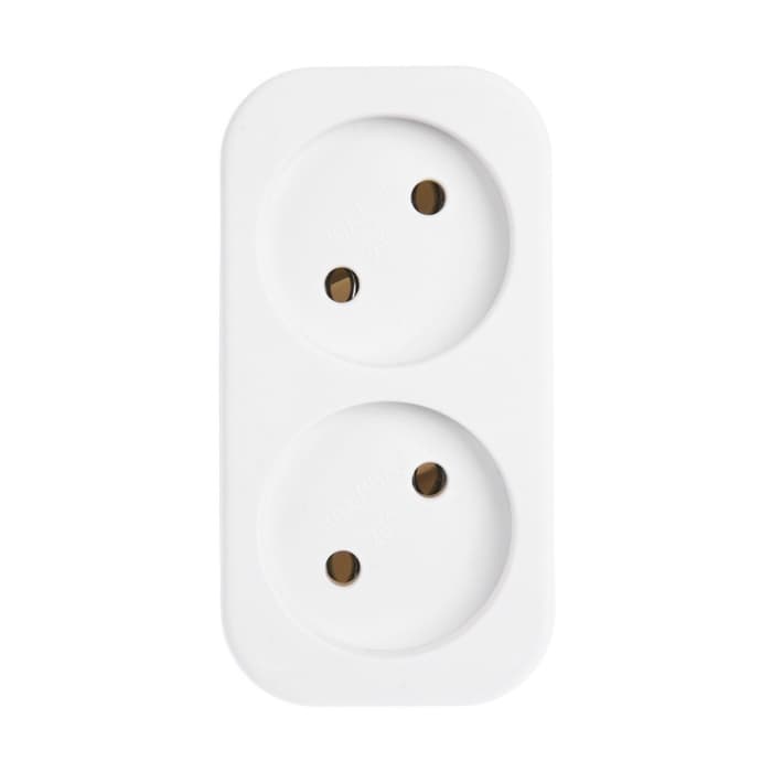 Разветвитель, 2 розетки, 10 А, без заземления, 220 В, белый