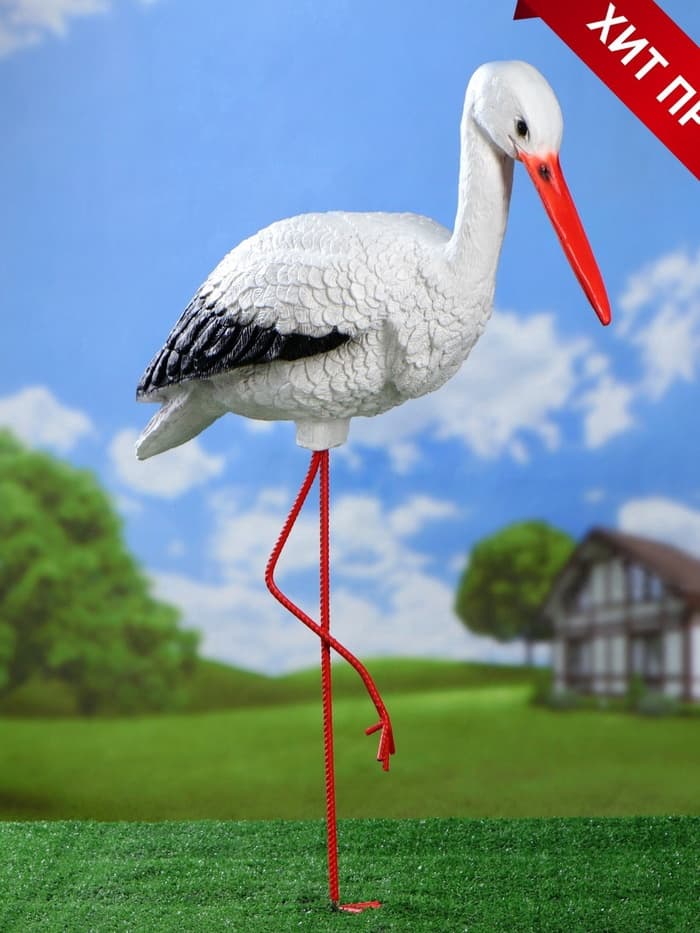 Садовая фигура из полистоуна «Аист», 81×65×20 см