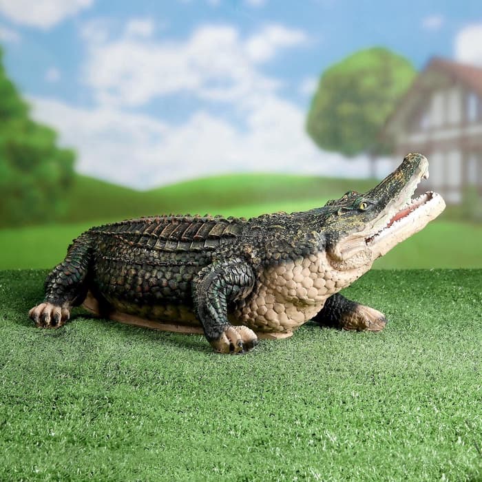 Садовая фигура из полистоуна «Крокодил», 20×50×28 см