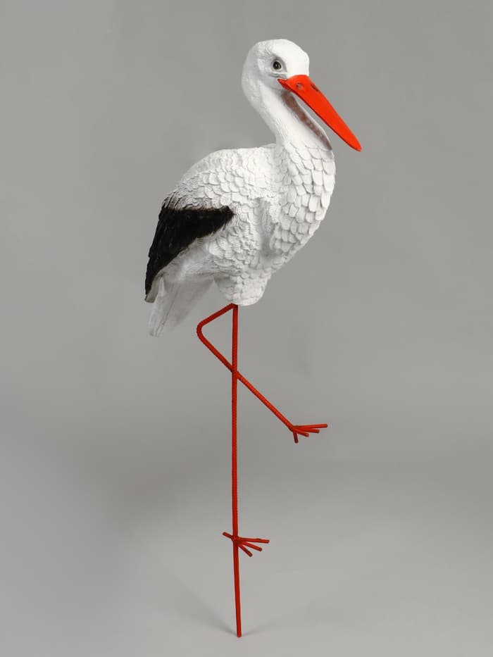 Садовая фигура из полистоуна «Аист с грудкой», 110×60×23 см