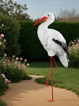 Садовая фигура из полистоуна «Аист с грудкой», 110×60×23 см