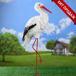 Садовая фигура из полистоуна «Аист с грудкой», 110×60×23 см