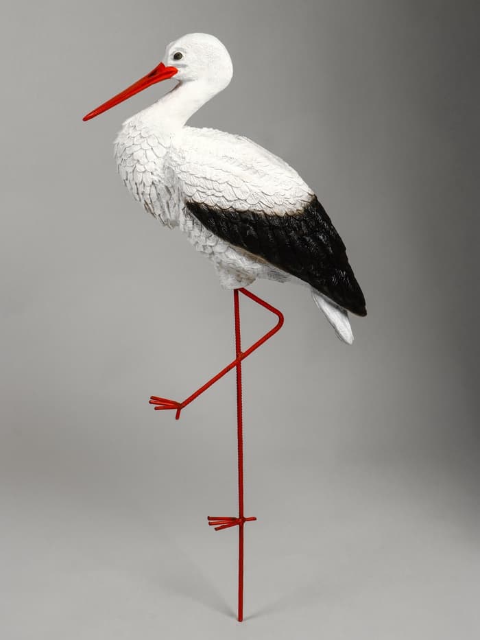 Садовая фигура из полистоуна «Аист с грудкой», 110×60×23 см